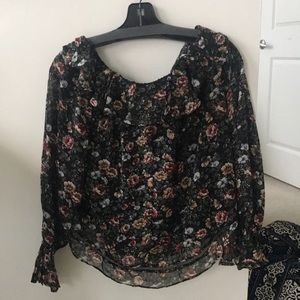 Off the shoulder silky floral top